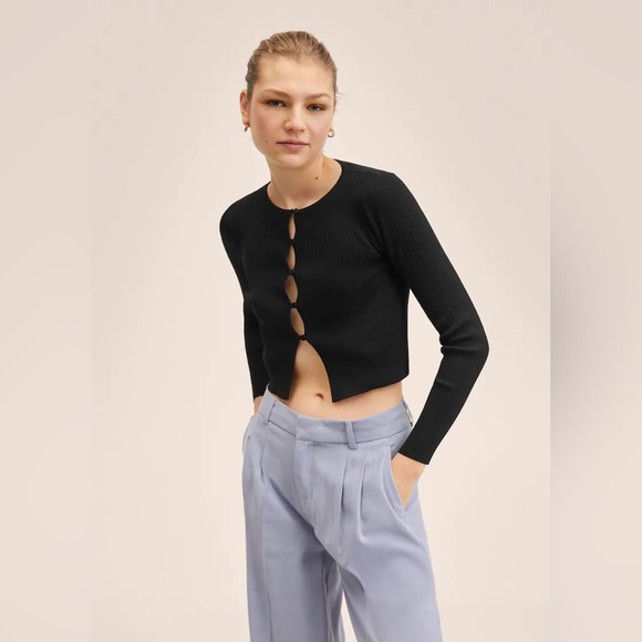 Cropped Rib Cardigan *NEW WITH TAGS* - Picture 5 of 9